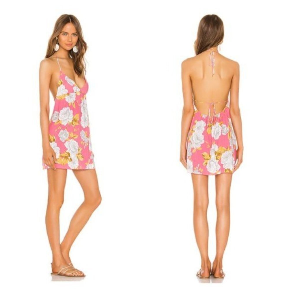 NEW Tularosa Pink Magnolia True Mini Dress Floral Print Halter Style Size Small
